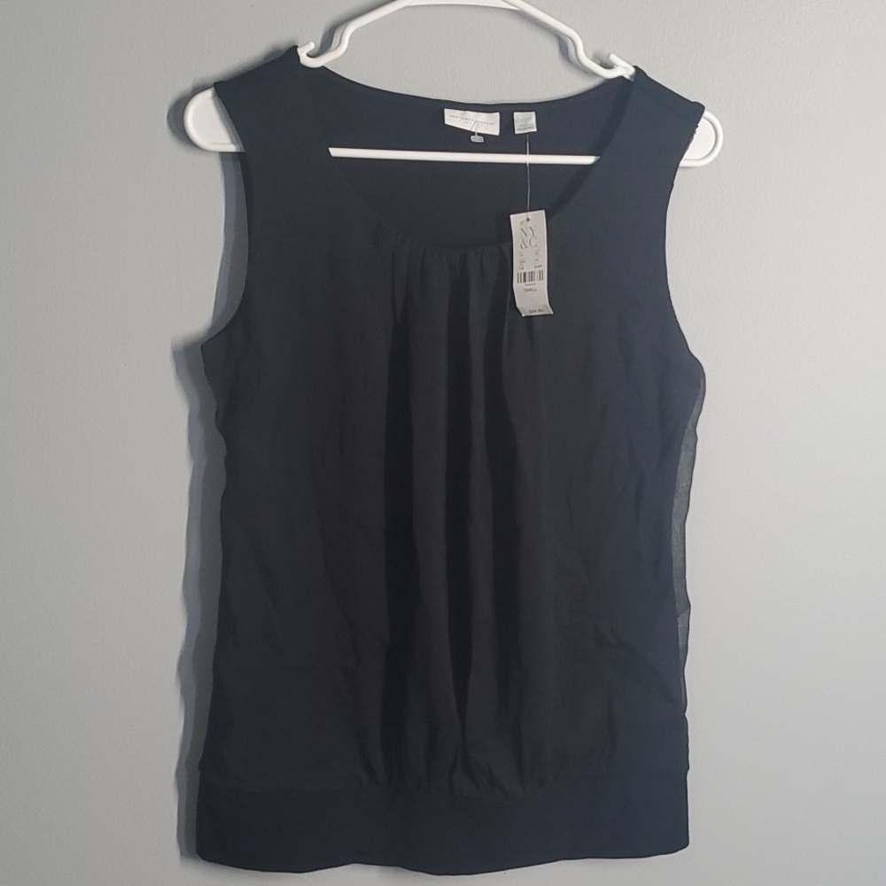 New York & Company top women's size small S black stretch Rayon blend